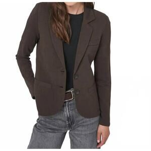 NEW REPEAT CASHMERE sweatshirt two-button front blazer in dark brown